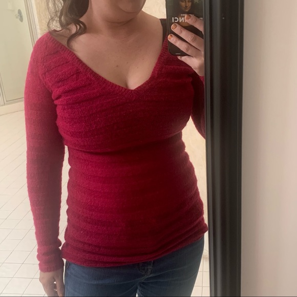 Hot Pink fuchsia scoop neck light weight tunic style sweater mossimo size XS - Picture 5 of 9